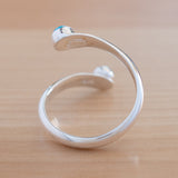 Back view of the Turquoise and Sterling Silver Adjustable Ring with One Stone and One Granule