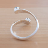 Back view of the Turquoise and Sterling Silver Adjustable Ring with One Stone and One Granule