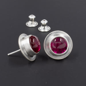 Sweet and Simple - Sterling Silver and Ruby Post Earrings