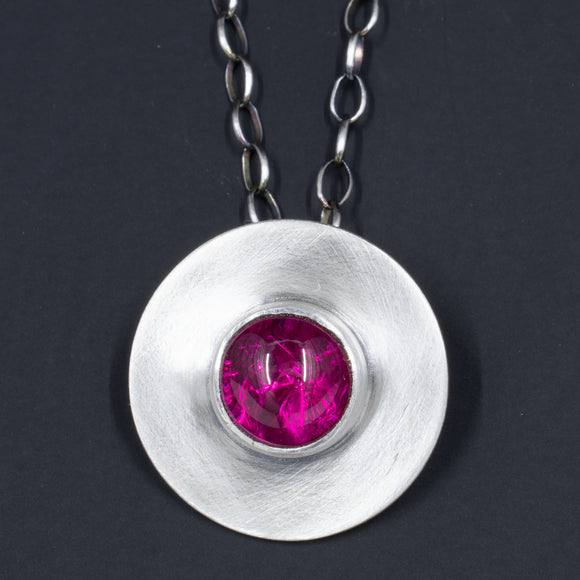 Sweet and Simple - Sterling Silver and Ruby Pendant Necklace