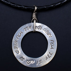 "All You Need Is Love" Stamped Sterling Silver Pendant Necklace