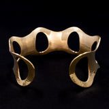 Back view of hammered brass cuff bracelet with ovals from Capulin Creations