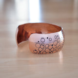 Side View of the Cuff Bracelet in Copper from the Bubbles Collection