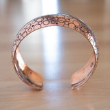 Side View of the Cuff Bracelet in Copper from the Bubbles Collection