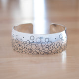 Front View of the Cuff Bracelet in Sterling Silver from the Bubbles Collection