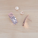 Front and Side View of the Post Earrings in Copper from the Bubbles Collection