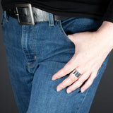 Woman Wearing the Ring in Sterling Silver from the Bubble Collection