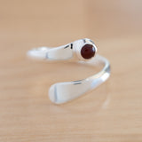 Front view of the Carnelian and Sterling Silver Adjustable Ring with One Stone