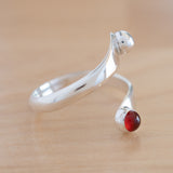 Side view of the Carnelian and Sterling Silver Adjustable Ring with One Stone and One Granule