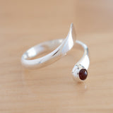 Side view of the Carnelian and Sterling Silver Adjustable Ring with One Stone