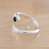 Side view of the Carnelian and Sterling Silver Adjustable Ring with One Stone