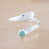Front View of Chrysoprase and Sterling Silver Adjustable Ring with One Stone