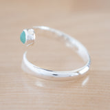 Side View of Chrysoprase and Sterling Silver Adjustable Ring with One Stone