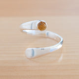 Front view of the Citrine and Sterling Silver Adjustable Ring with One Stone