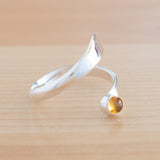 Side view of the Citrine and Sterling Silver Adjustable Ring with One Stone