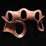 Back view of hammered copper cuff bracelet with ovals from Capulin Creations