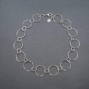 Full View of Chain Necklace in Sterling Silver with Large Round and Small Oval Links