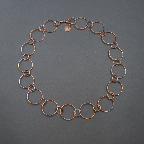 Full View of Chain Necklace in Copper with Large and Small Round Links