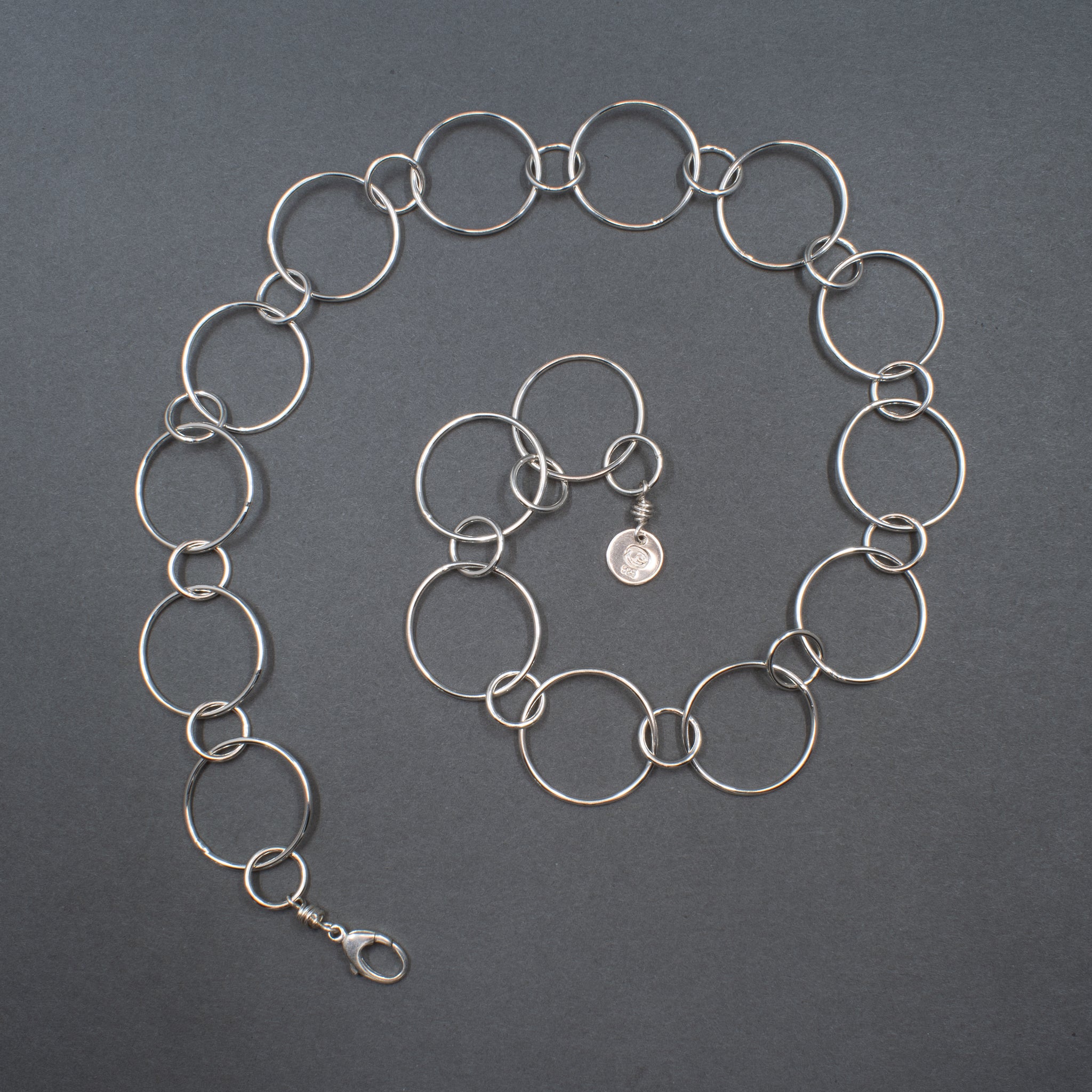 Small Circle Link Necklace Sterling Silver