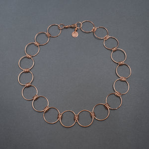 Full View of Chain Necklace in Copper with Large and Tiny Round Links