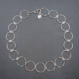 Top View of Chain Necklace in Sterling Silver with Large and Tiny Round Links