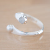 Side View of the Moonstone and Sterling Silver Adjustable Ring with One Stone and One Granule