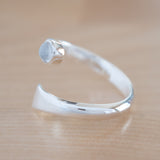 Side View of the Moonstone and Sterling Silver Adjustable Ring with One Stone