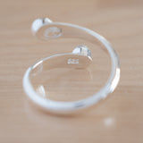 Back view of the Moonstone and Sterling Silver Adjustable Ring with Two Stones