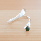 Side view of the Nephrite Jade and Sterling Silver Adjustable Ring with One Stone