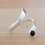 Side view of the Onyx and Sterling Silver Adjustable Ring with One Stone
