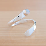 Side view of the Opal and Sterling Silver Adjustable Ring with One Stone