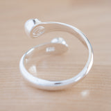 Back View of Pearl and Sterling Silver Adjustable Ring with One Stone and One Granule