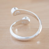 Back View of Pearl and Sterling Silver Adjustable Ring with Two Stones