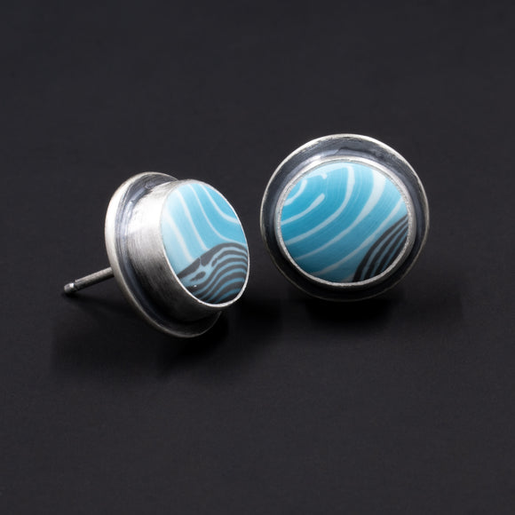 Sterling Silver and Polymer Clay Post Earrings - Ripples Collection Set 4 from Capulin Creations