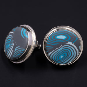 Ripples Collection - Set 1 - Sterling Silver and Polymer Clay Medium Sized Post Earrings