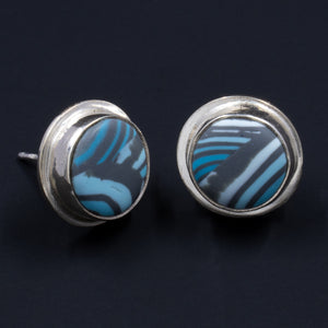 Ripples Collection - Set 1 - Sterling Silver and Polymer Clay Small Sized Post Earrings