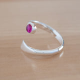 Side view of the Ruby and Sterling Silver Adjustable Ring with One Stone