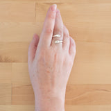 Hand of woman wearing the Sterling Silver Adjustable Ring