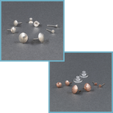 Sets of three stud earrings in three different sizes available in sterling silver or copper from Capulin Creations
