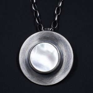 Sterling Silver and Mother of Pearl Pendant Necklace - Sweet and Simple Collection from Capulin Creations