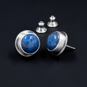 Sweet and Simple - Sterling Silver and Denim Lapis Post Earrings