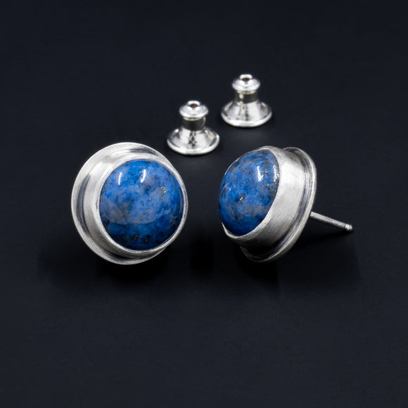 Sweet and Simple - Sterling Silver and Denim Lapis Post Earrings