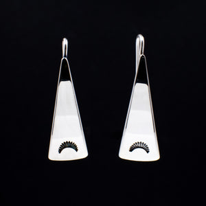 Sterling Silver Triangle Dangle Earrings with Sunrays - Sweet and Simple - 080100-00000006 0005 - Capulin Creations