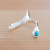 Side view of the Turquoise and Sterling Silver Adjustable Ring with One Stone